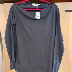 Free People Charcoal  Gray Lightweight Long Sleeve Top